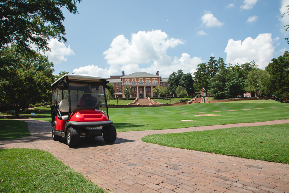 Wolfpack Pick Up golf cart in the Court of Carolina